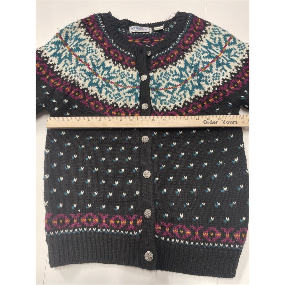 Northern Isles Cardigan Snowflake Sweater Sz Small Cotton Blend VTG - Picture 4 of 6